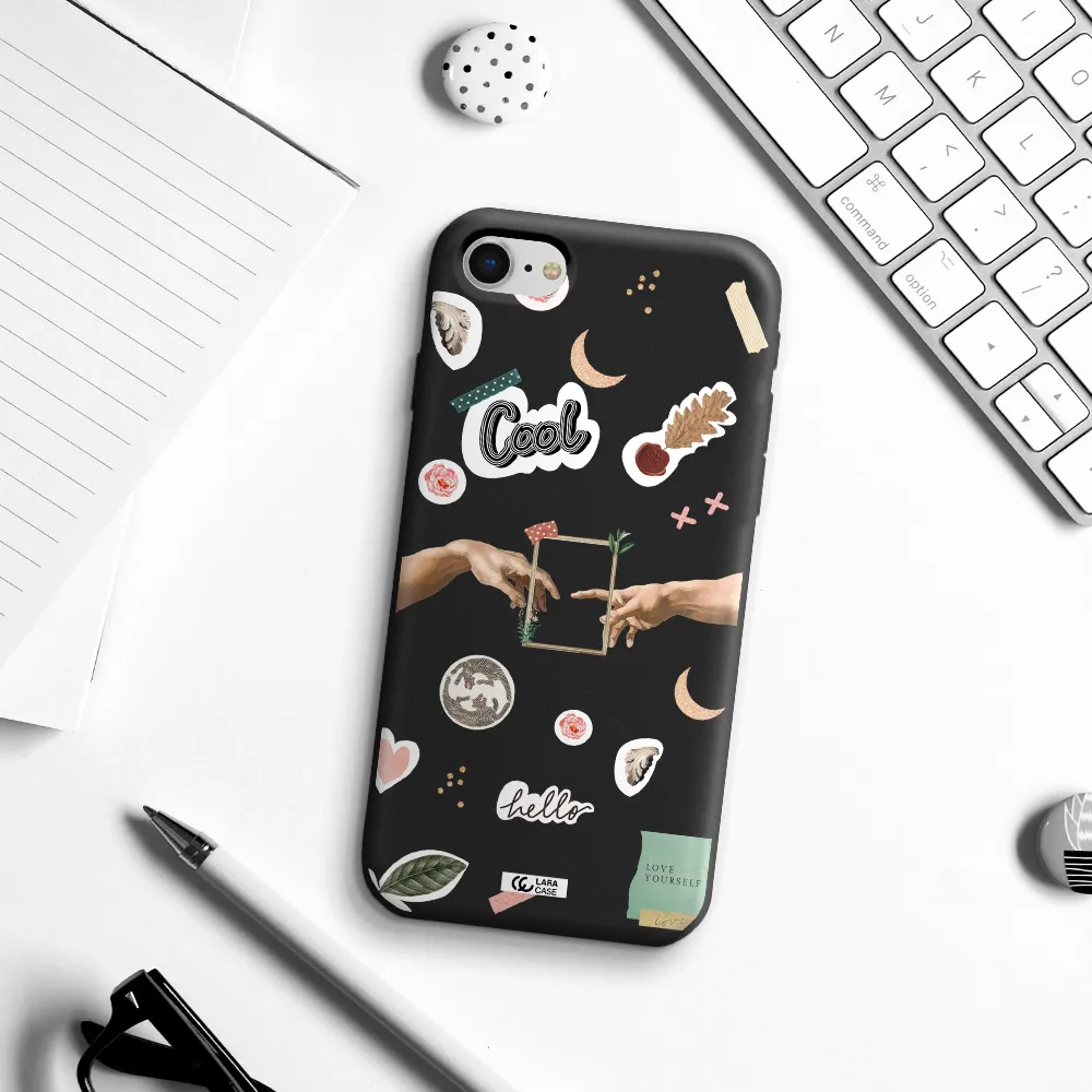 Creation Of Adam Apple iPhone se 2020 Silicone black Case