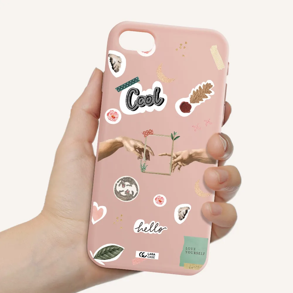 Creation Of Adam Apple iPhone se 2020 Silicone pastel pink Case