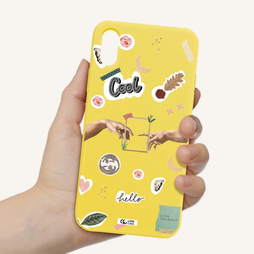 Creation Of Adam Apple iPhone X Silicone canary yellow Case