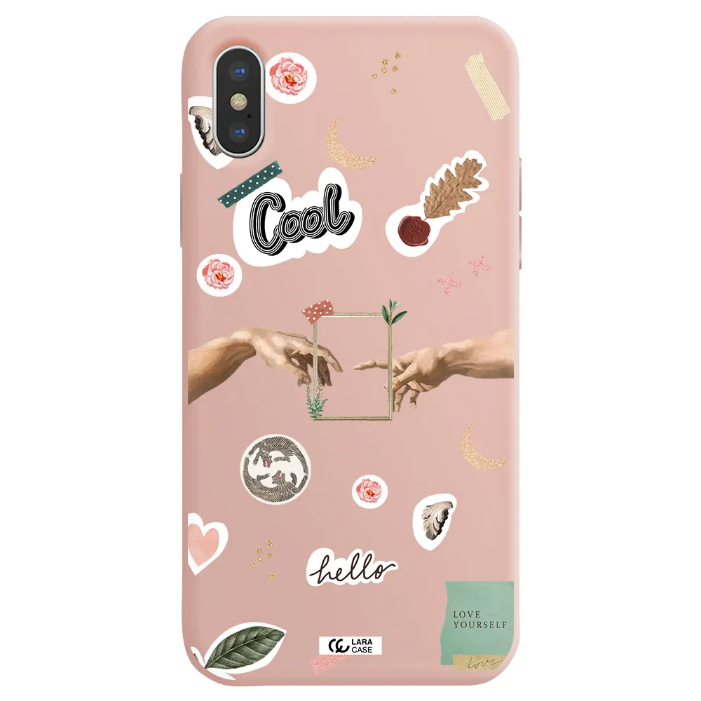Creation Of Adam Apple iPhone X Silicone pastel pink Case