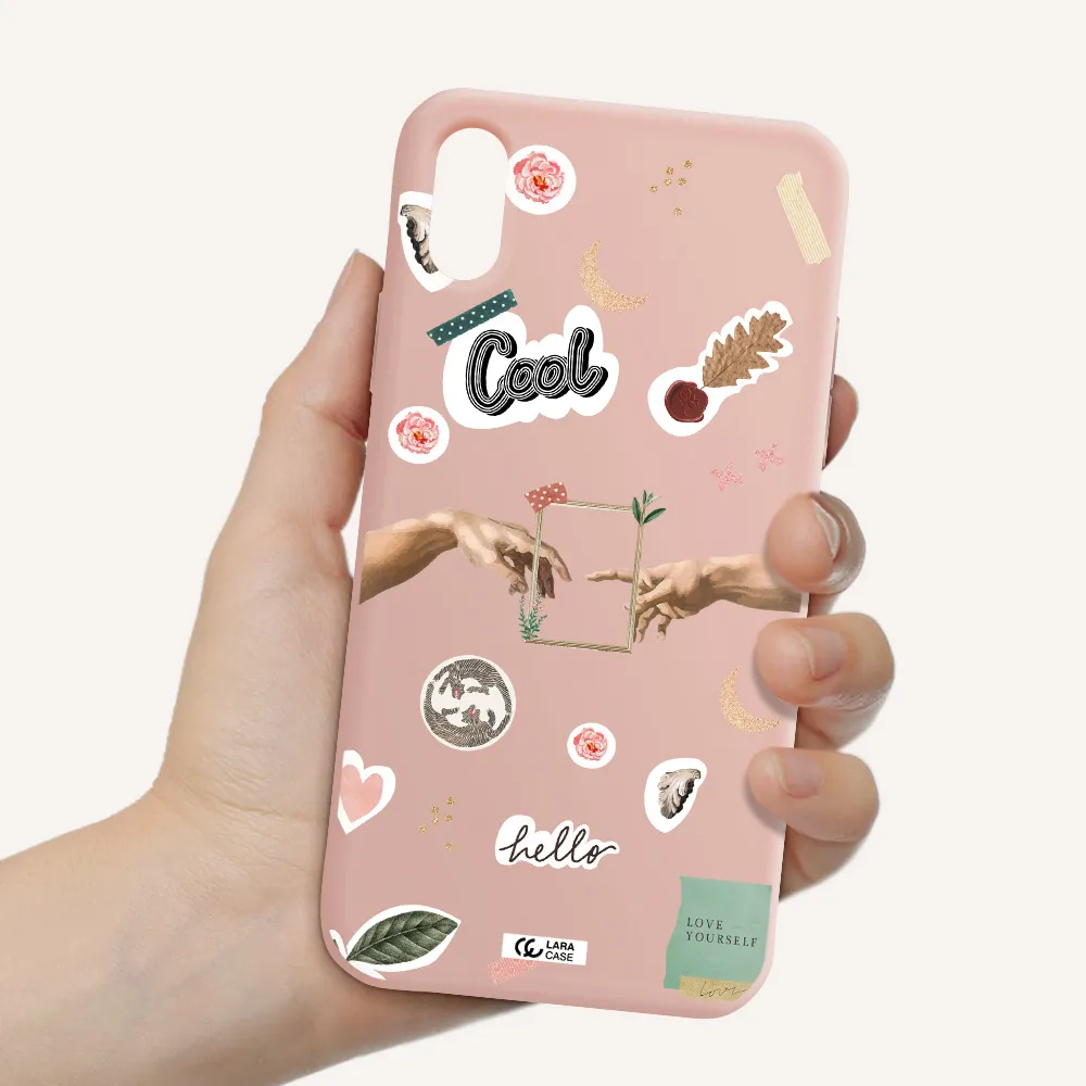 Creation Of Adam Apple iPhone X Silicone pastel pink Case