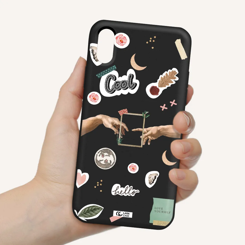 Creation Of Adam Apple iPhone XS Silicone black Case