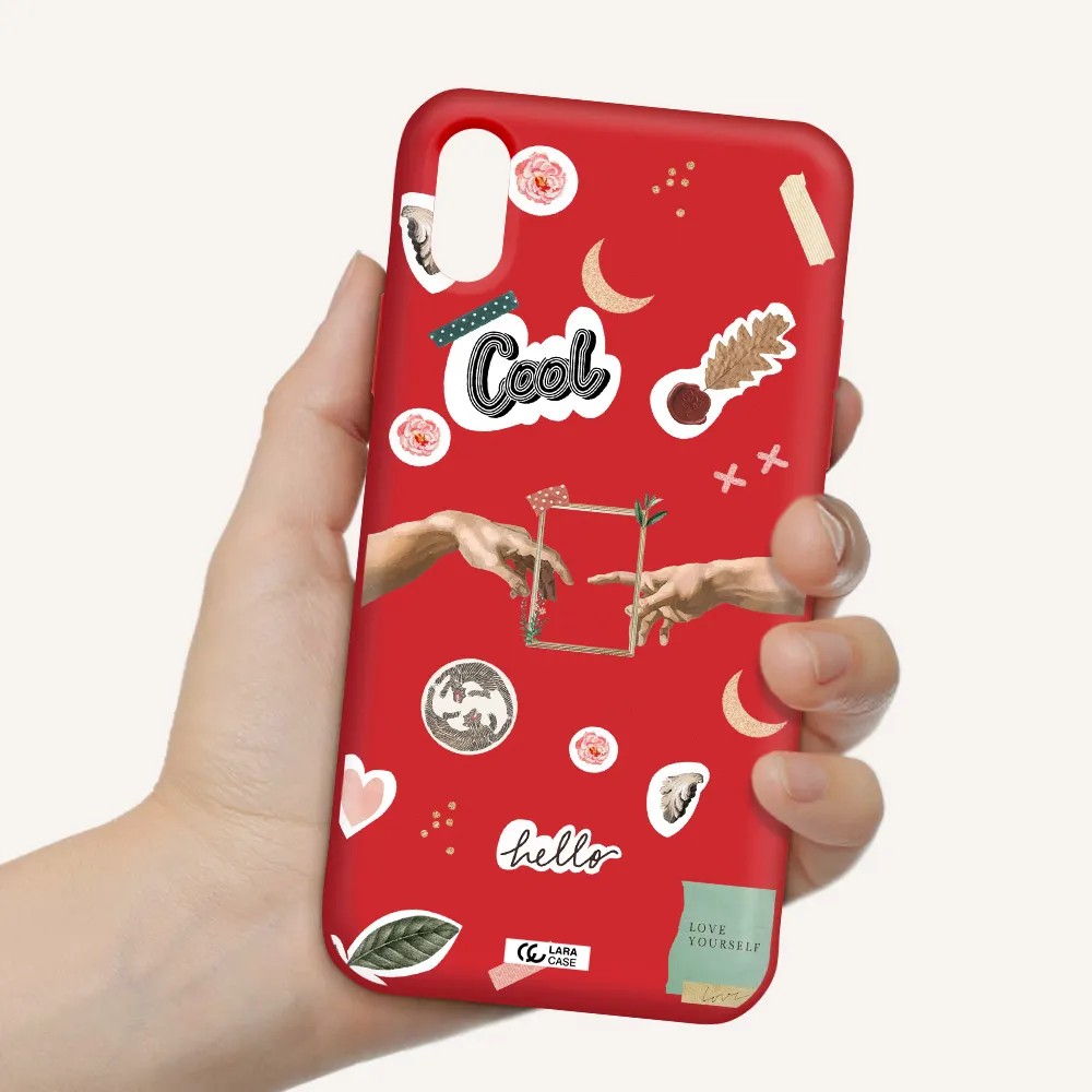 Creation Of Adam Apple iPhone XS Silicone Imperial Red Case