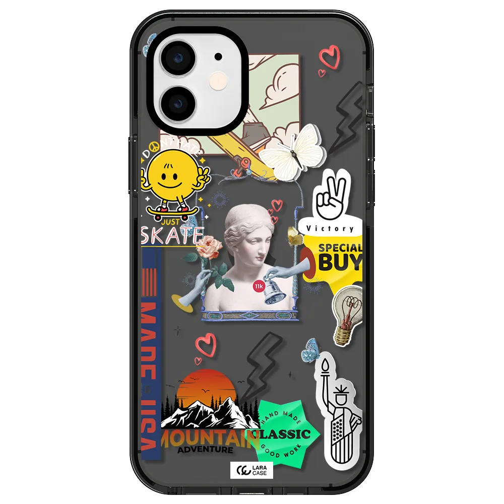 Usa Symbols Apple iPhone 12 impact Smoke Black Case