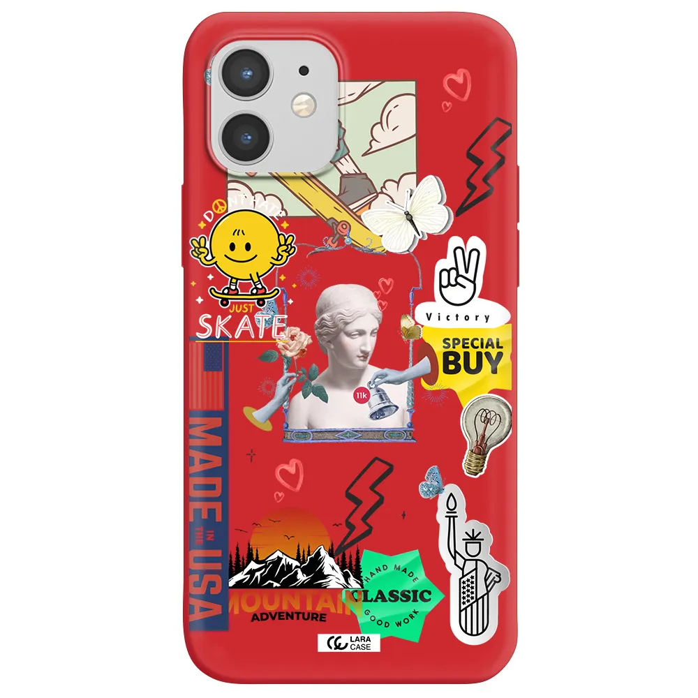 Usa Symbols Apple iPhone 12 mini Silicone Imperial Red Case