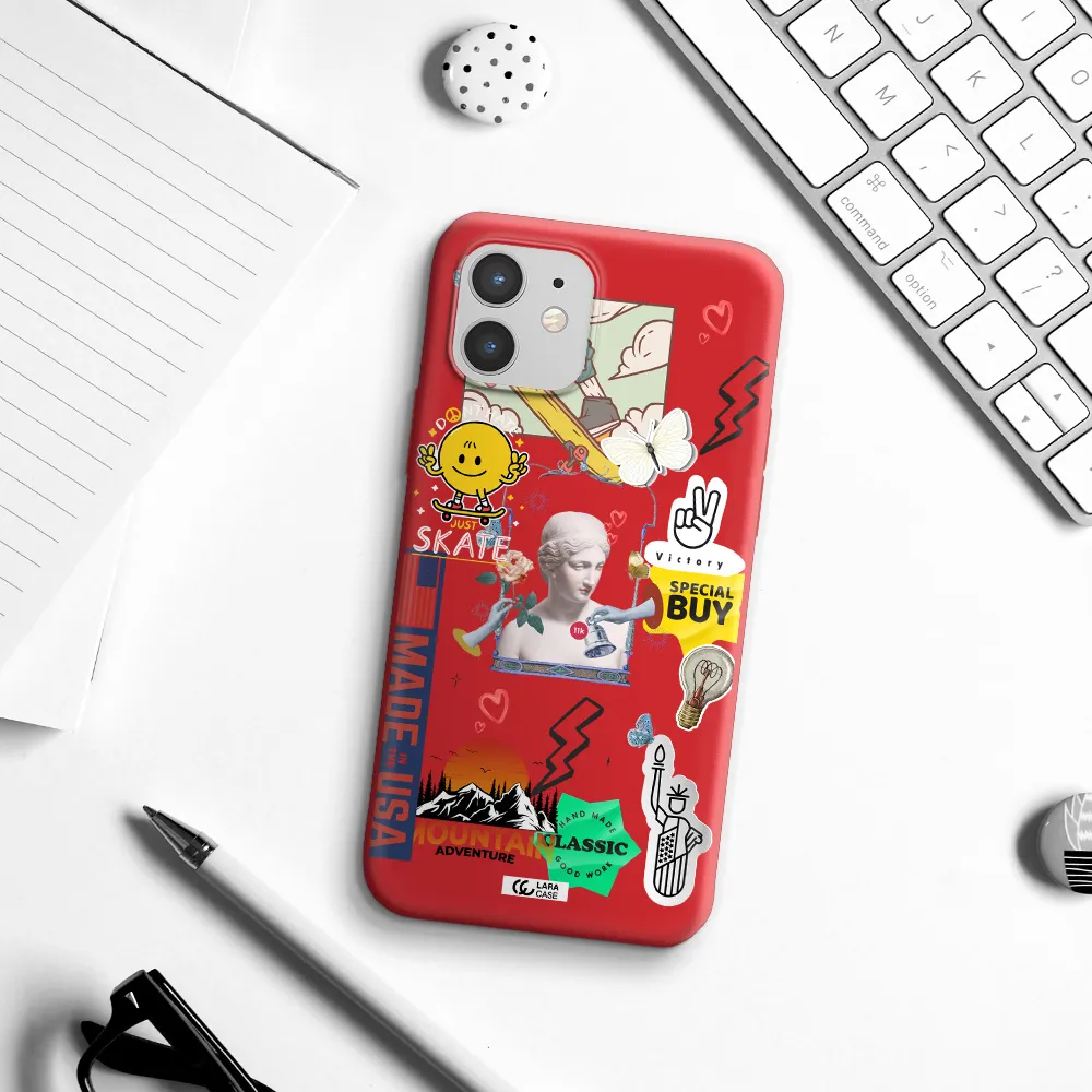 Usa Symbols Apple iPhone 12 mini Silicone Imperial Red Case