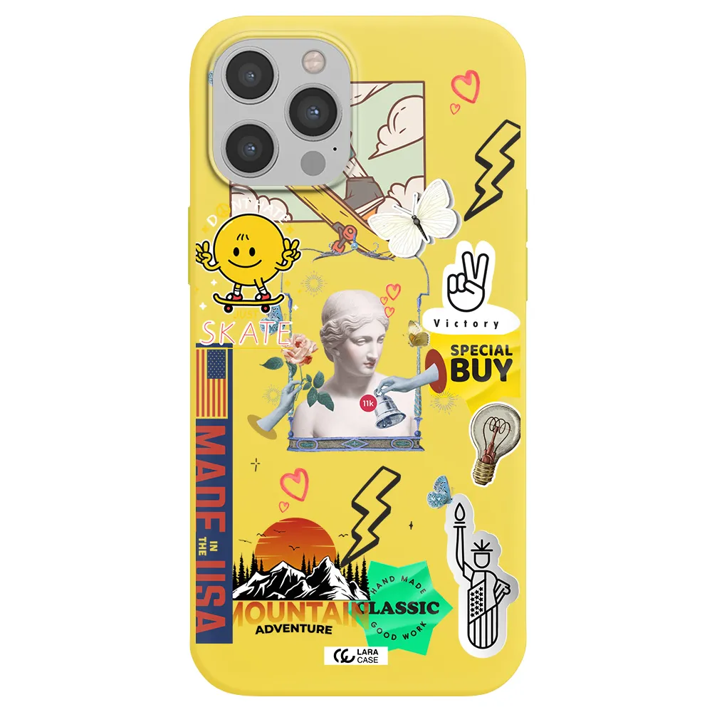 Usa Symbols Apple iPhone 12 pro Silicone canary yellow Case