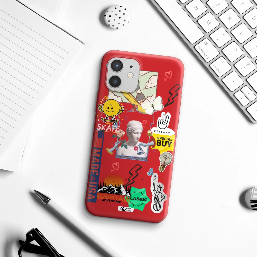 Usa Symbols Apple iPhone 12 Silicone Imperial Red Case