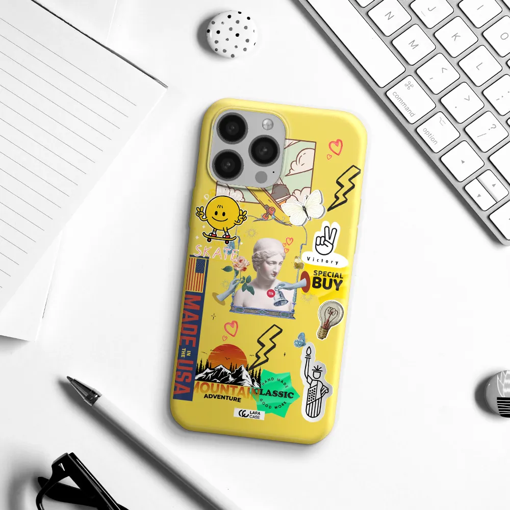 Usa Symbols Apple iPhone 13 Pro Max Silicone canary yellow Case