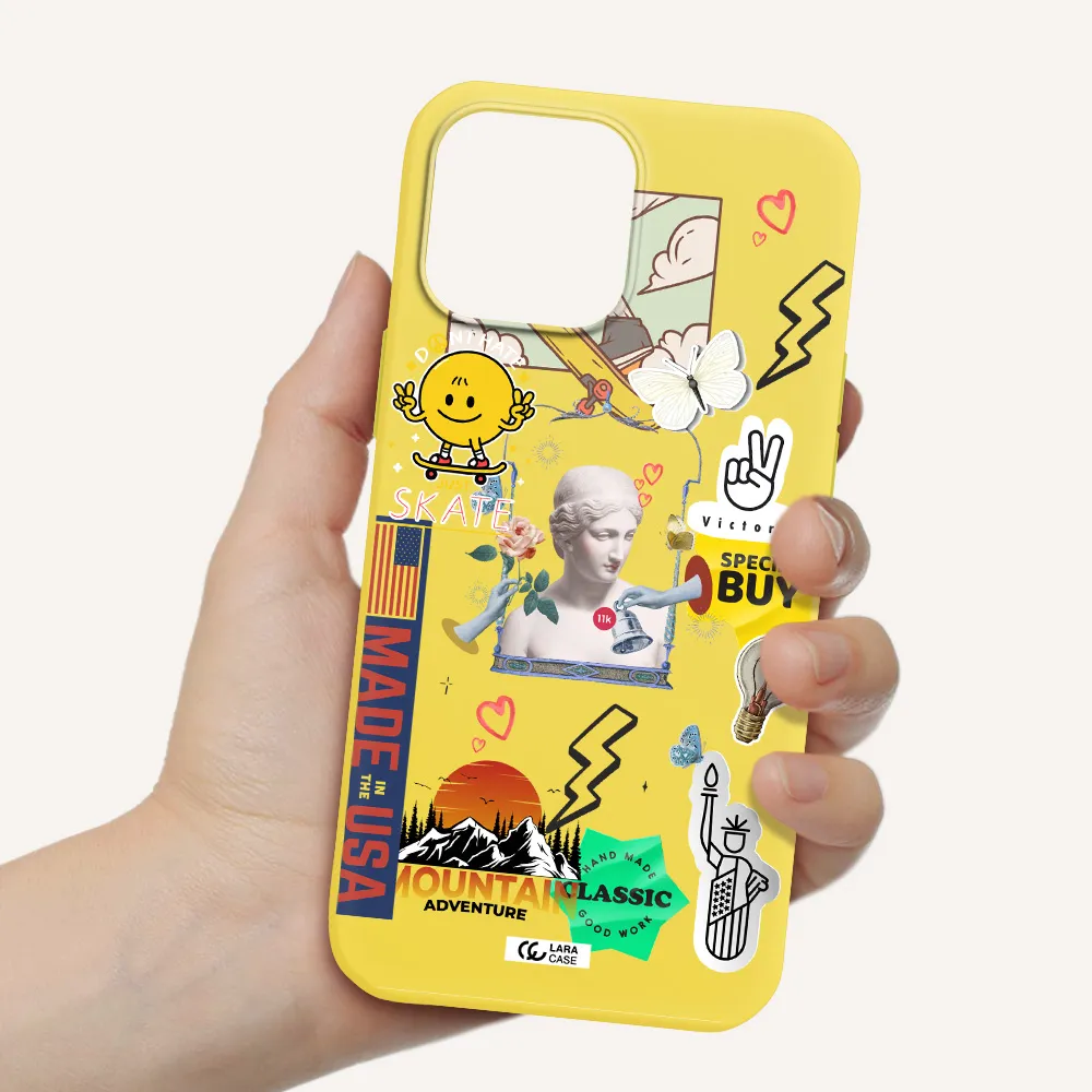 Usa Symbols Apple iPhone 13 Pro Silicone canary yellow Case