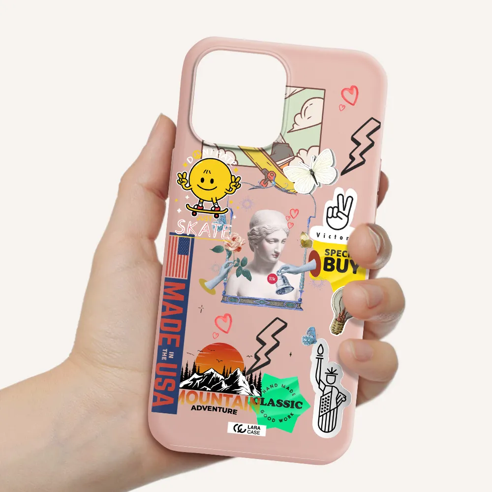 Usa Symbols Apple iPhone 13 Pro Silicone pastel pink Case