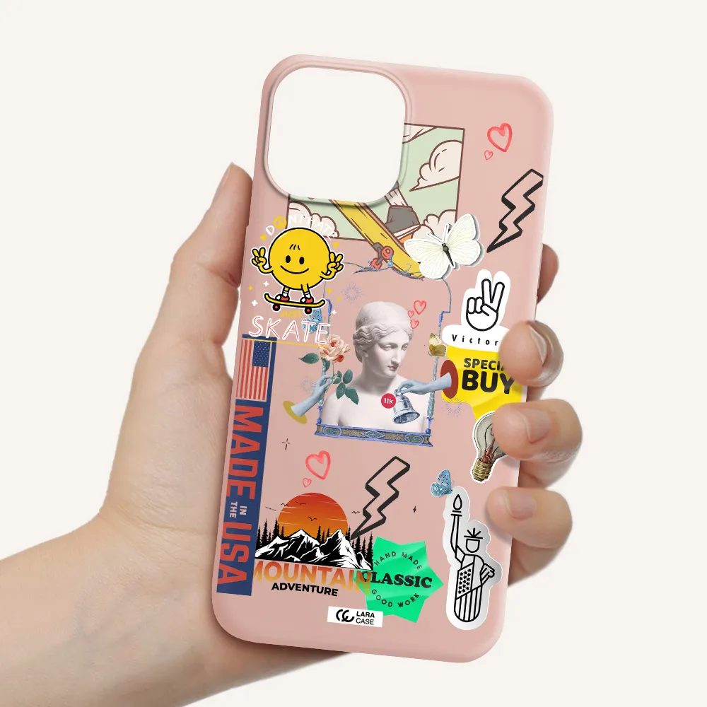 Usa Symbols Apple iPhone 13 Silicone pastel pink Case