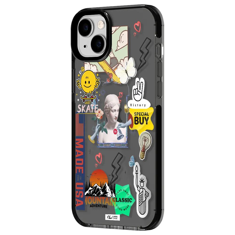 Usa Symbols Apple iPhone 14 plus impact Smoke Black Case