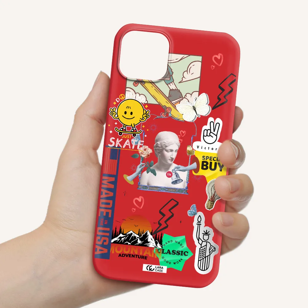 Usa Symbols Apple iPhone 14 plus Silicone Imperial Red Case