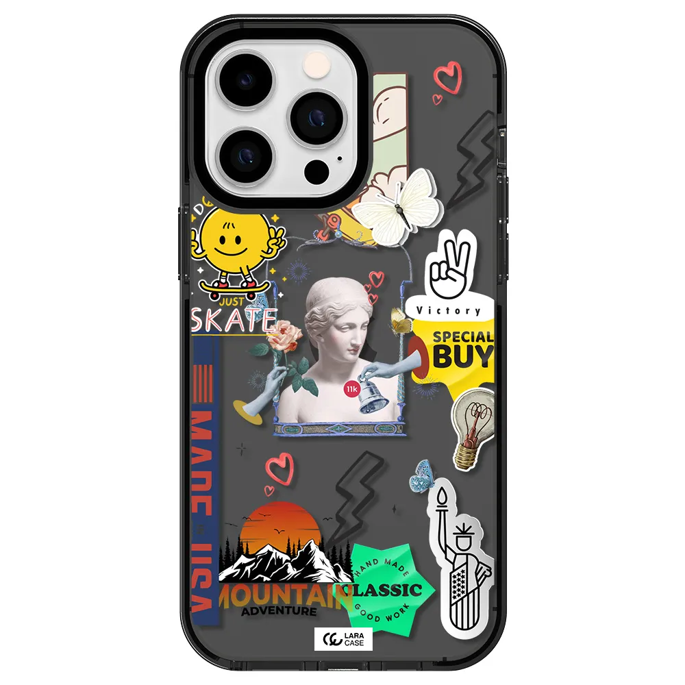 Usa Symbols Apple iPhone 14 pro max impact Smoke Black Case
