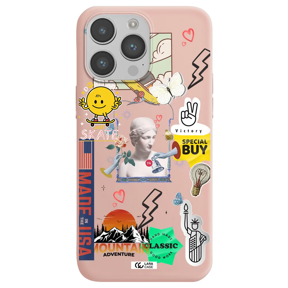 Usa Symbols Apple iPhone 14 pro max Silicone pastel pink Case