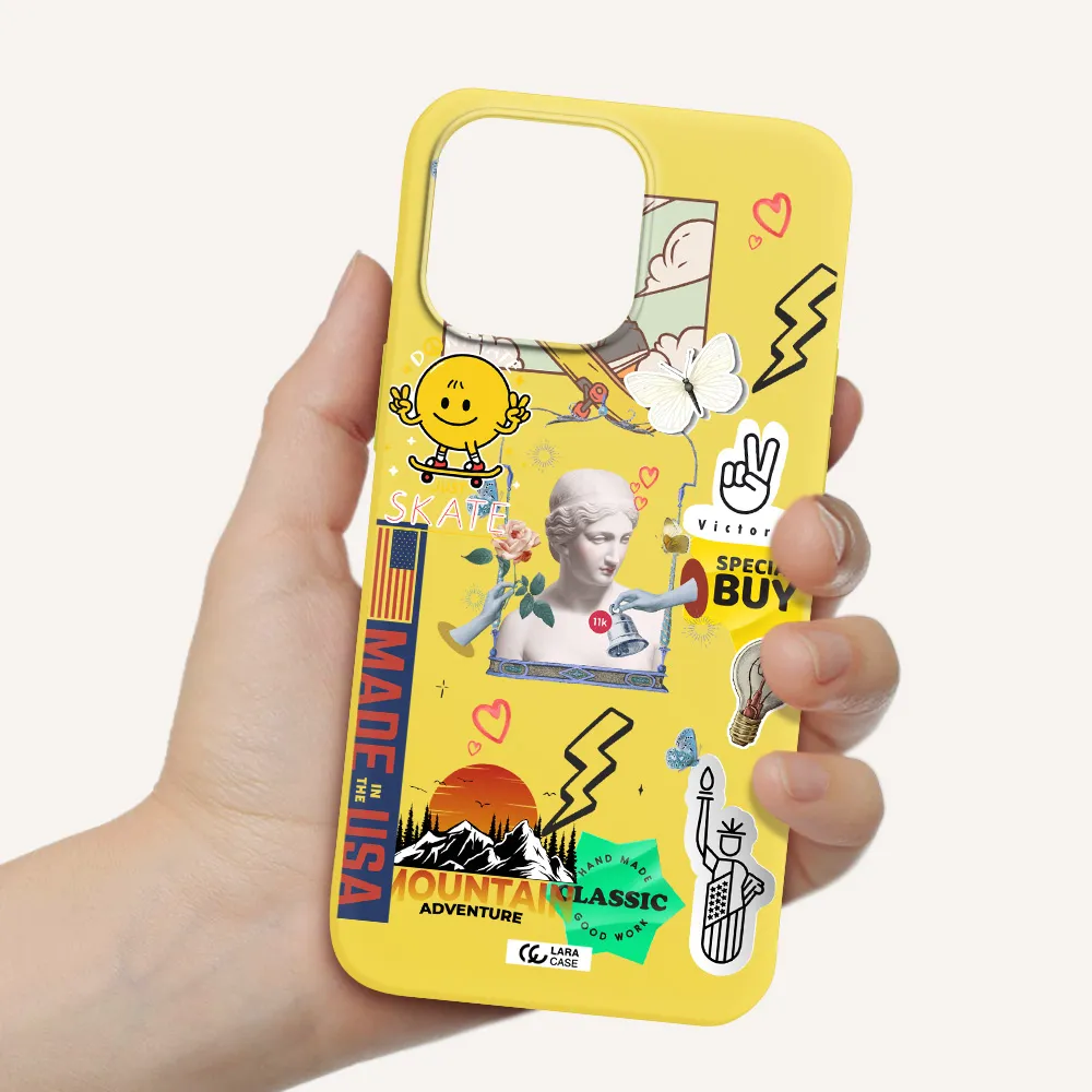 Usa Symbols Apple iPhone 14 pro Silicone canary yellow Case