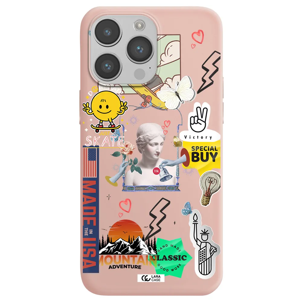 Usa Symbols Apple iPhone 14 pro Silicone pastel pink Case