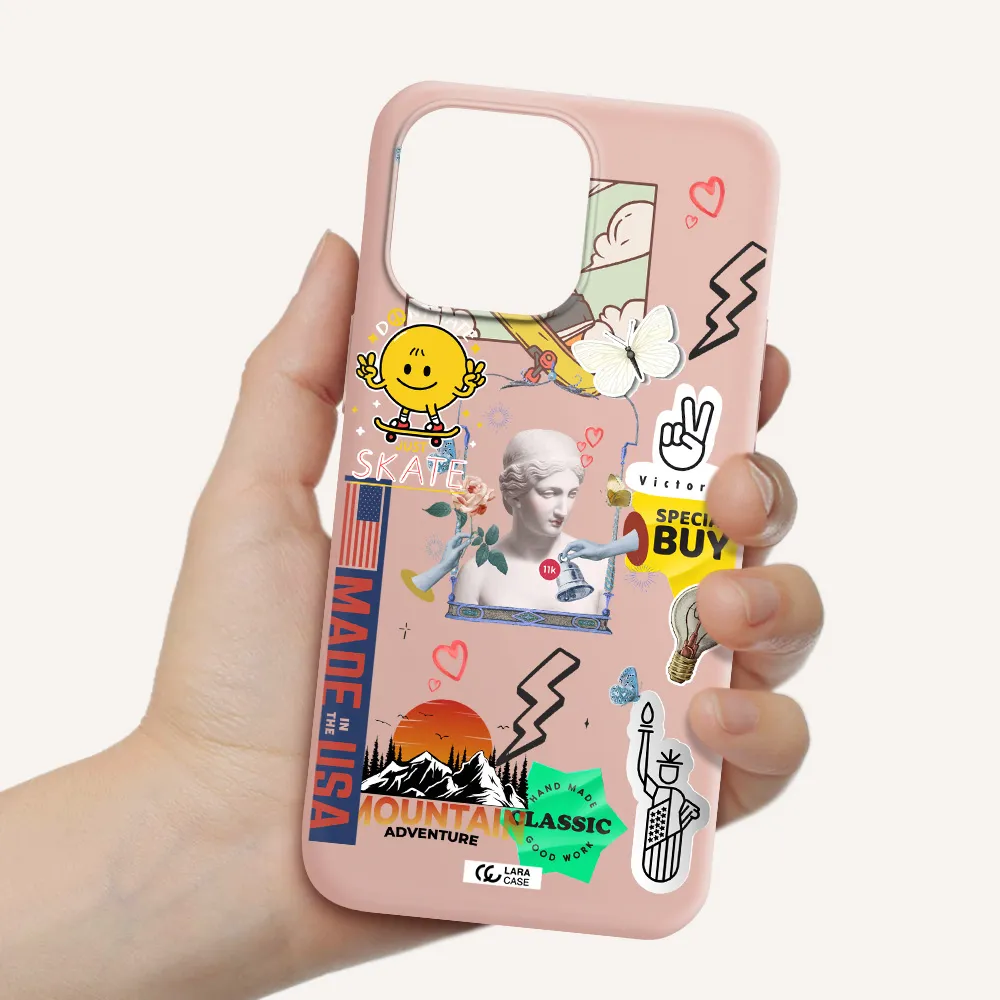 Usa Symbols Apple iPhone 14 pro Silicone pastel pink Case