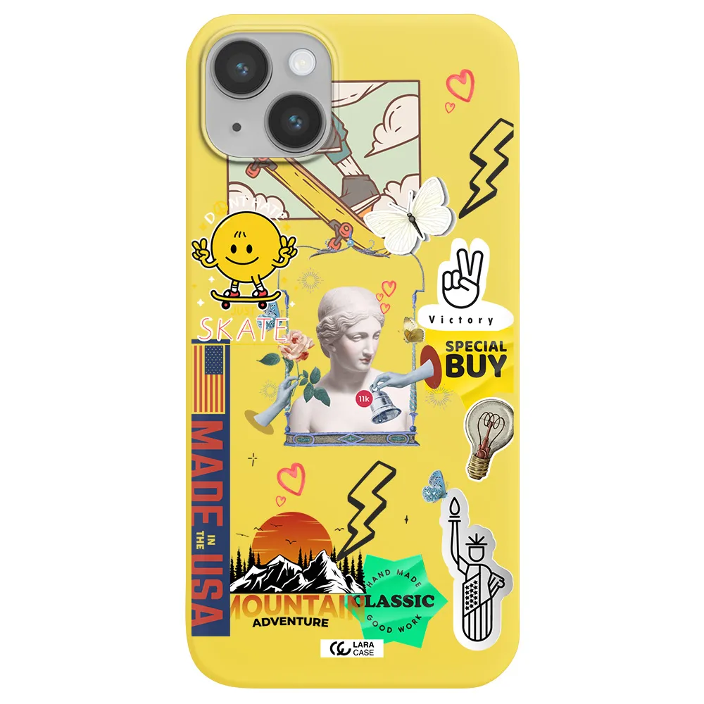 Usa Symbols Apple iPhone 14 Silicone canary yellow Case