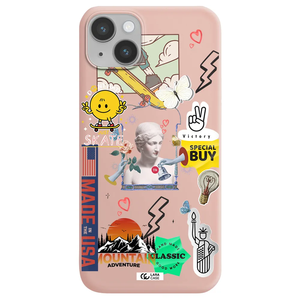 Usa Symbols Apple iPhone 14 Silicone pastel pink Case