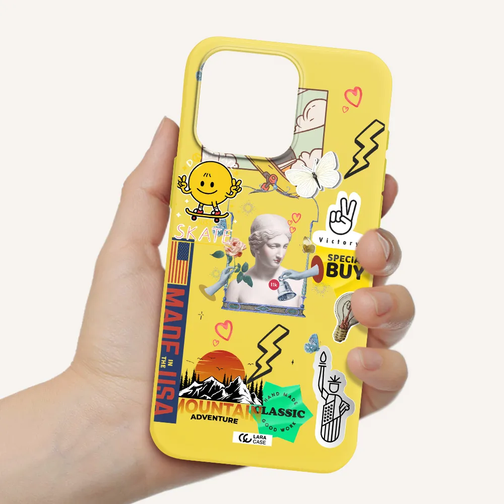 Usa Symbols Apple Iphone 15 Pro max Silicone canary yellow Case