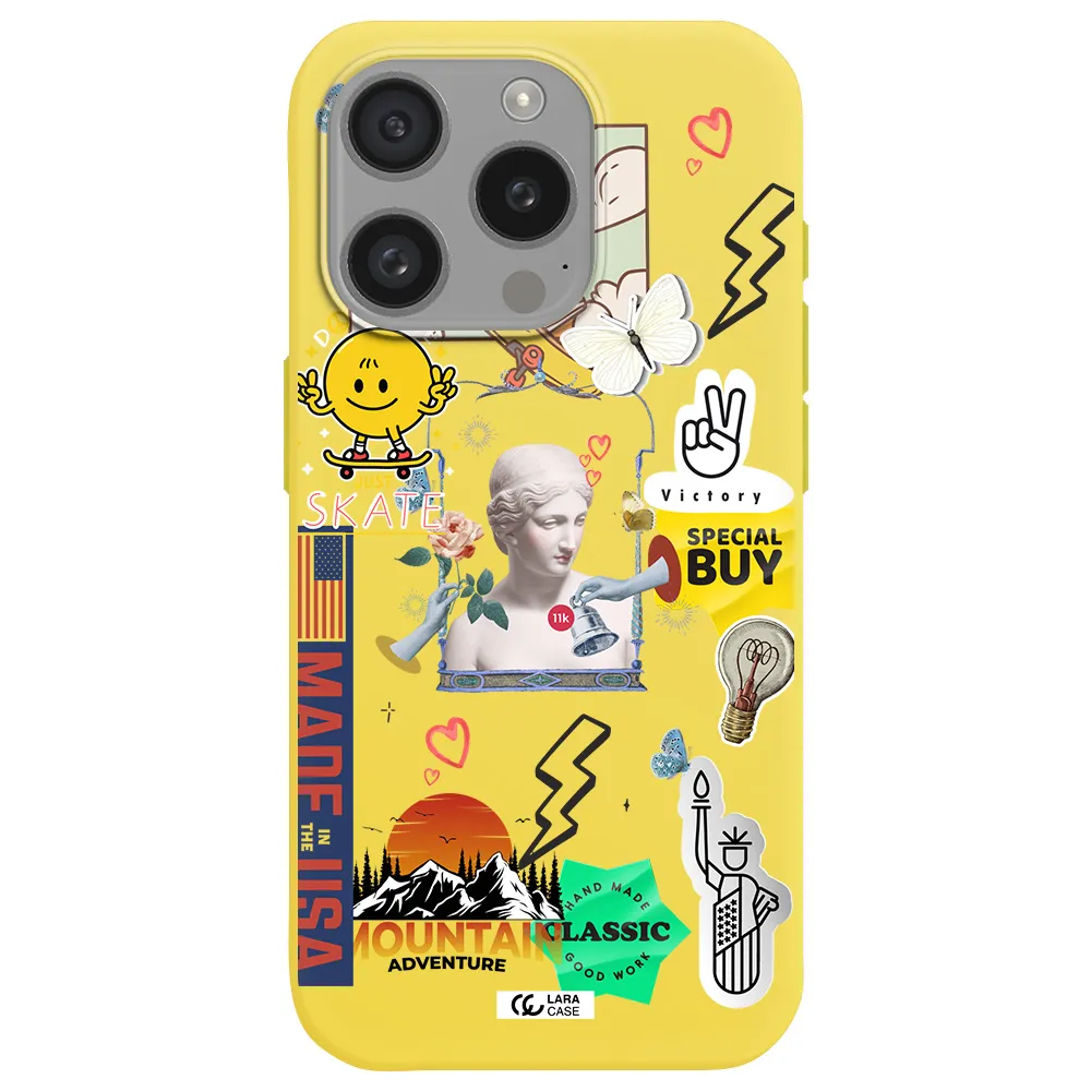 Usa Symbols Apple Iphone 15 Pro Silicone Canary Yellow Case