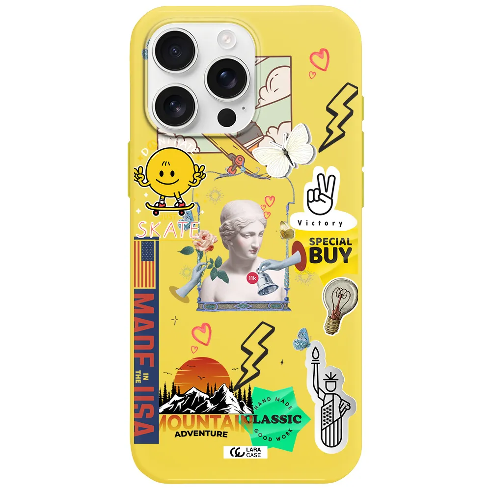 Usa Symbols Apple Iphone 16 Pro Max Silicone Canary Yellow Case