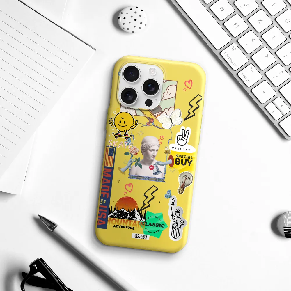 Usa Symbols Apple Iphone 16 Pro Max Silicone Canary Yellow Case