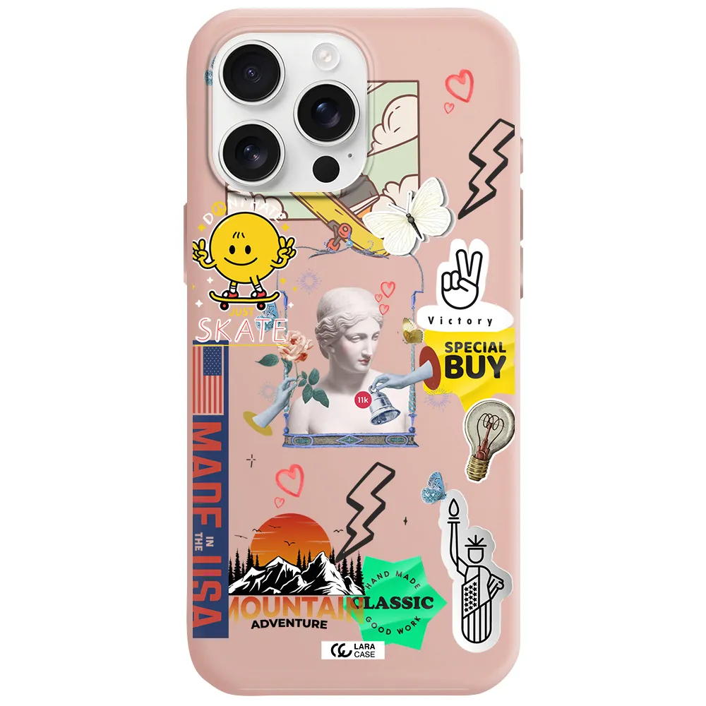 Usa Symbols Apple Iphone 16 Pro Max Silicone Pastel Pink Case