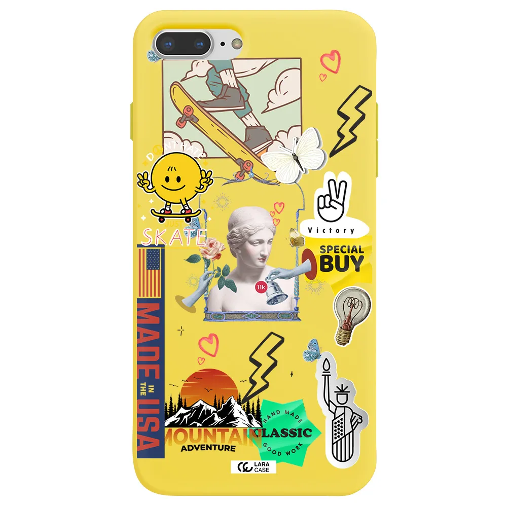 Usa Symbols Apple iPhone 7 plus Silicone canary yellow Case