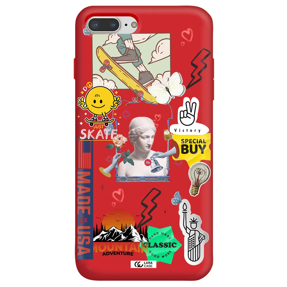 Usa Symbols Apple iPhone 7 plus Silicone Imperial Red Case