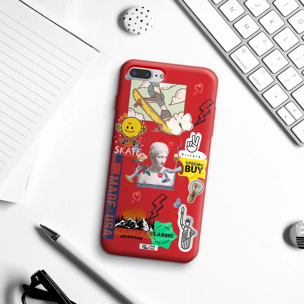 Usa Symbols Apple iPhone 7 plus Silicone Imperial Red Case