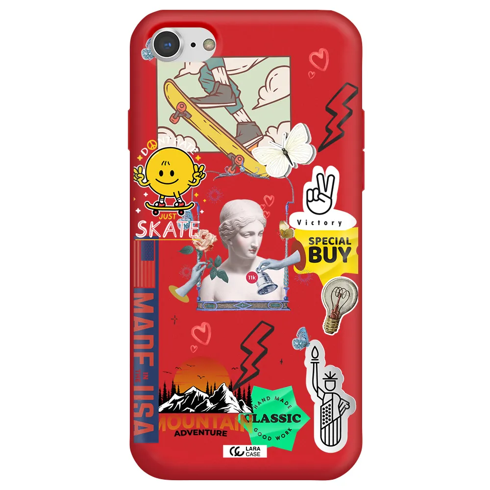 Usa Symbols Apple iPhone 7 Silicone Imperial Red Case