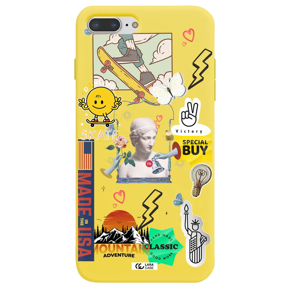 Usa Symbols Apple iPhone 8 plus Silicone canary yellow Case