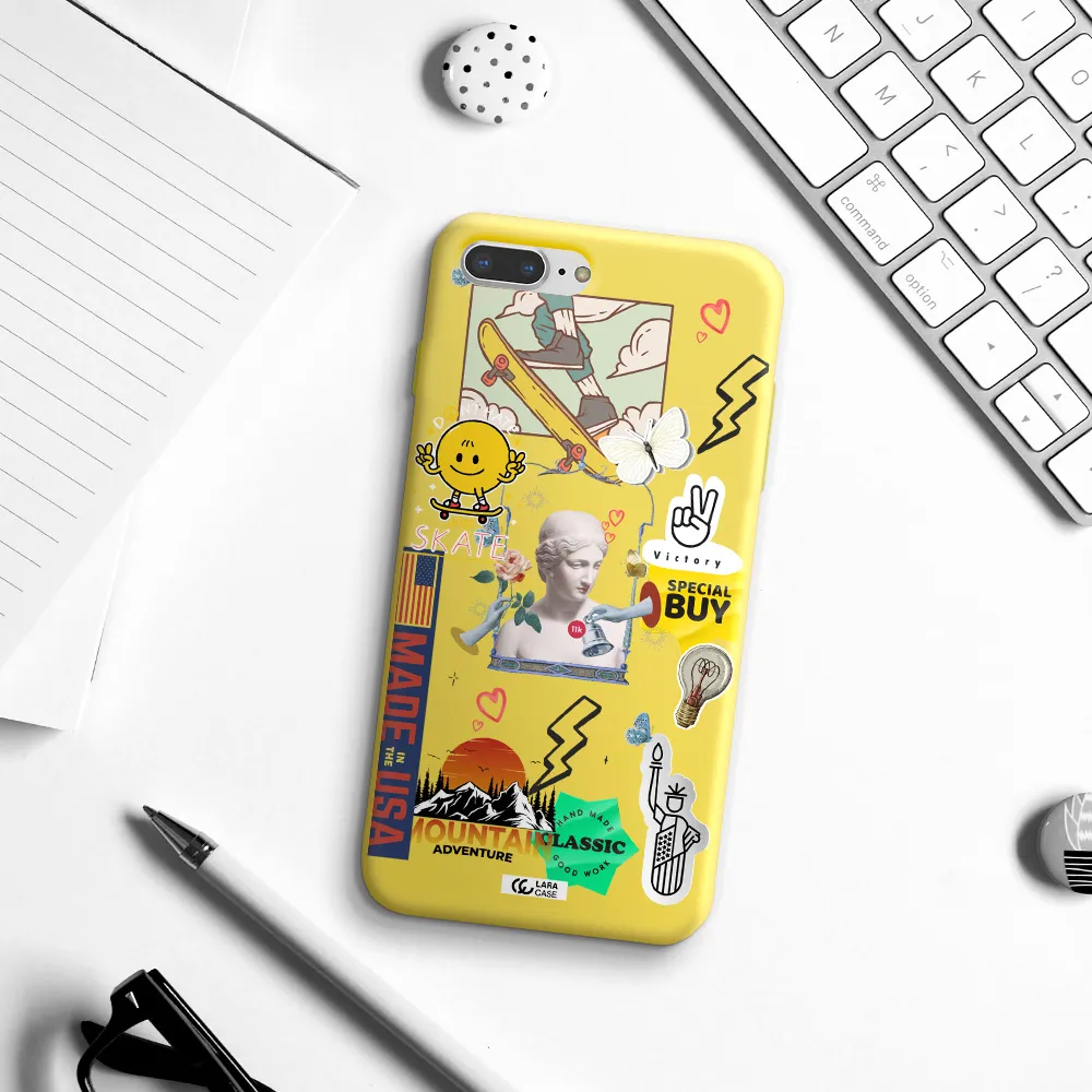 Usa Symbols Apple iPhone 8 plus Silicone canary yellow Case