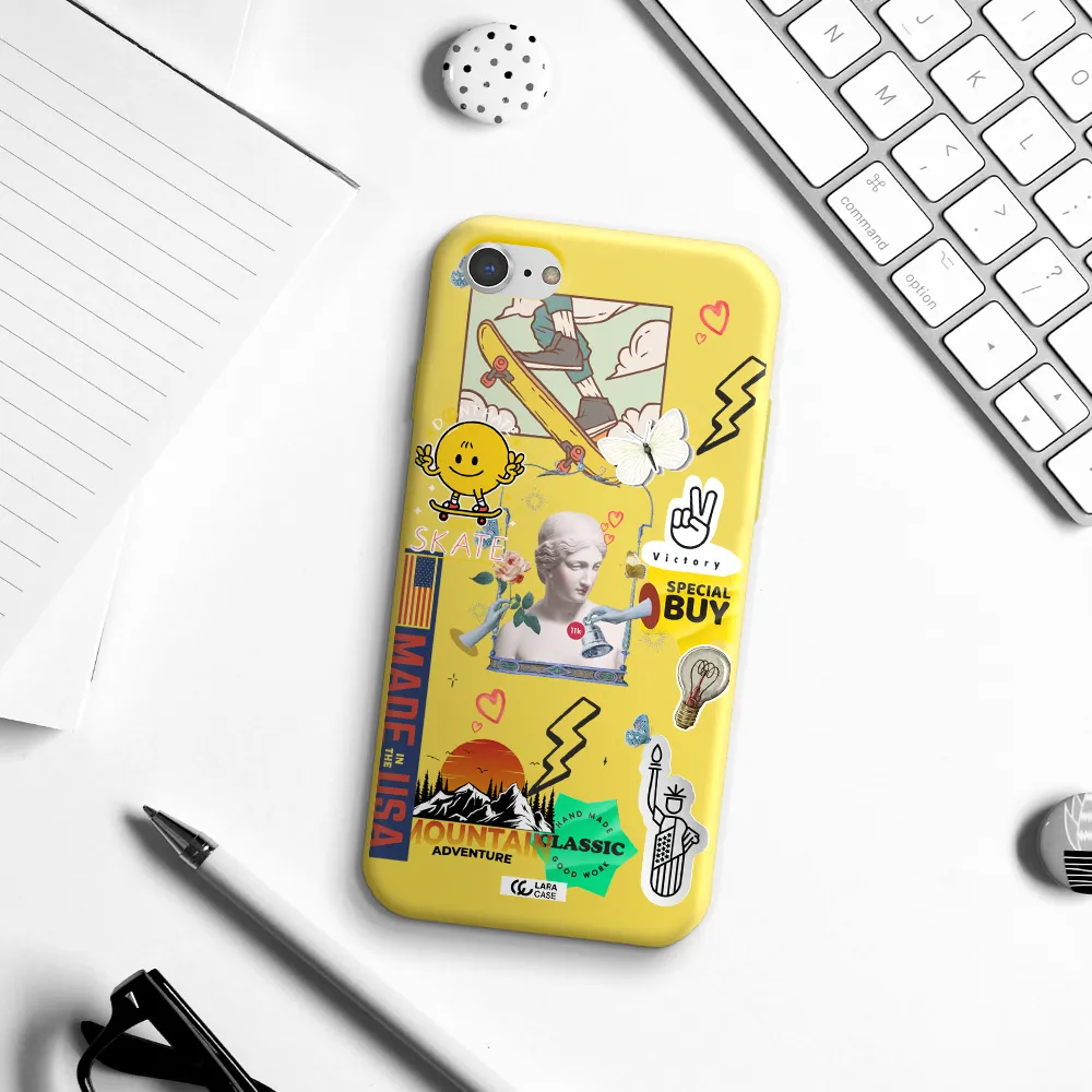 Usa Symbols Apple iPhone 8 Silicone canary yellow Case