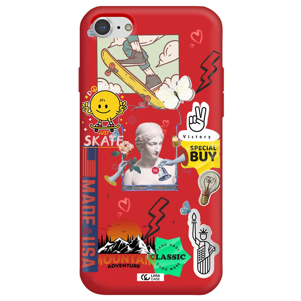 Usa Symbols Apple iPhone 8 Silicone Imperial Red Case