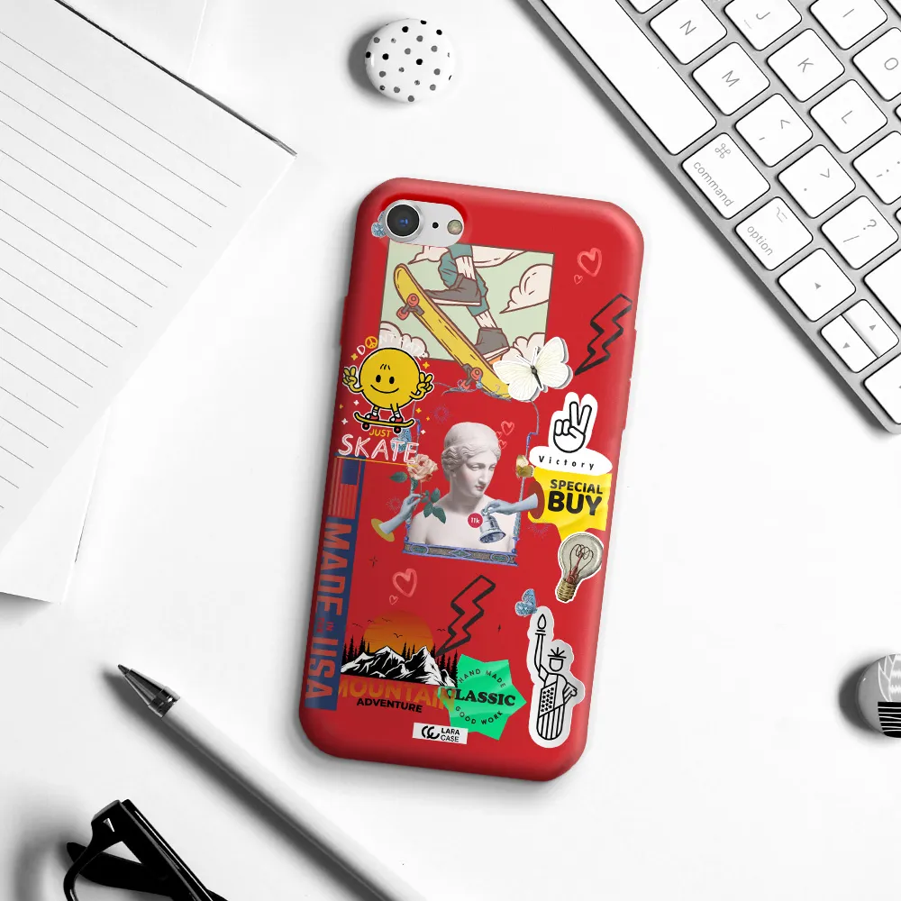 Usa Symbols Apple iPhone 8 Silicone Imperial Red Case