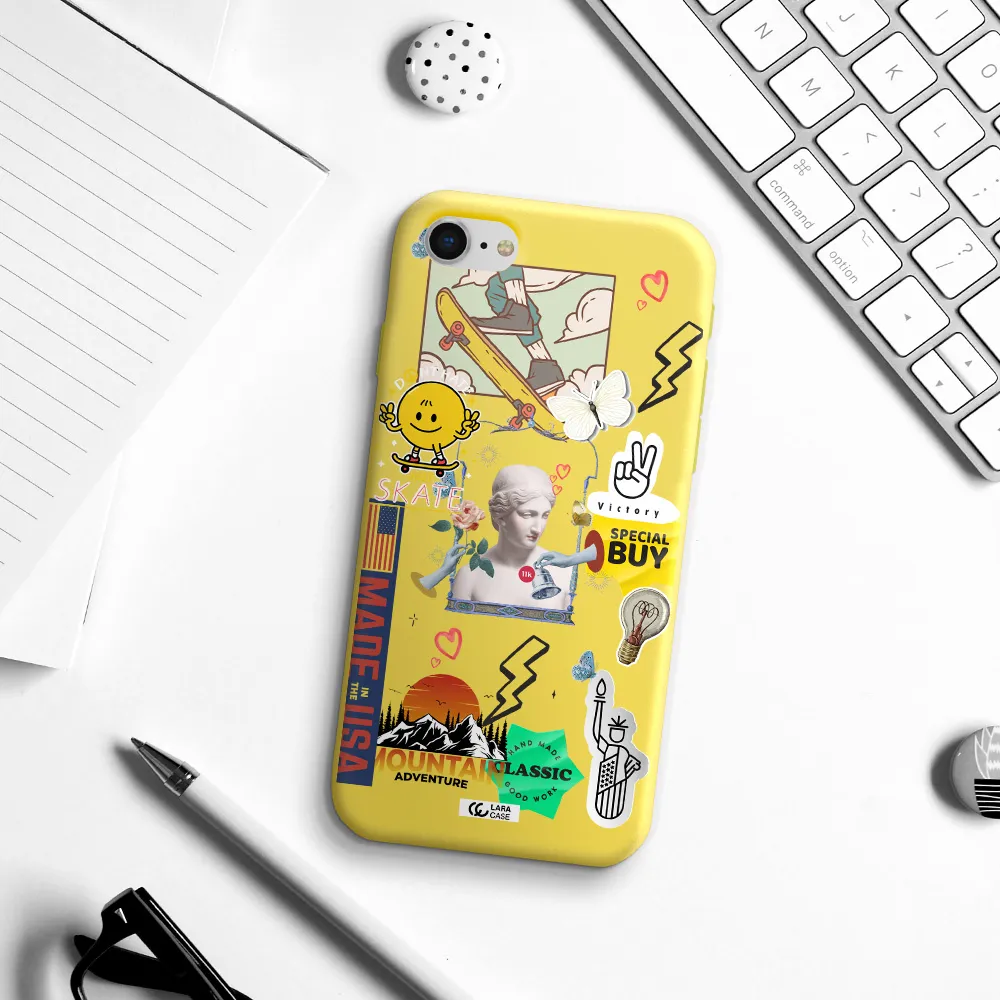 Usa Symbols Apple iPhone se 2020 Silicone canary yellow Case