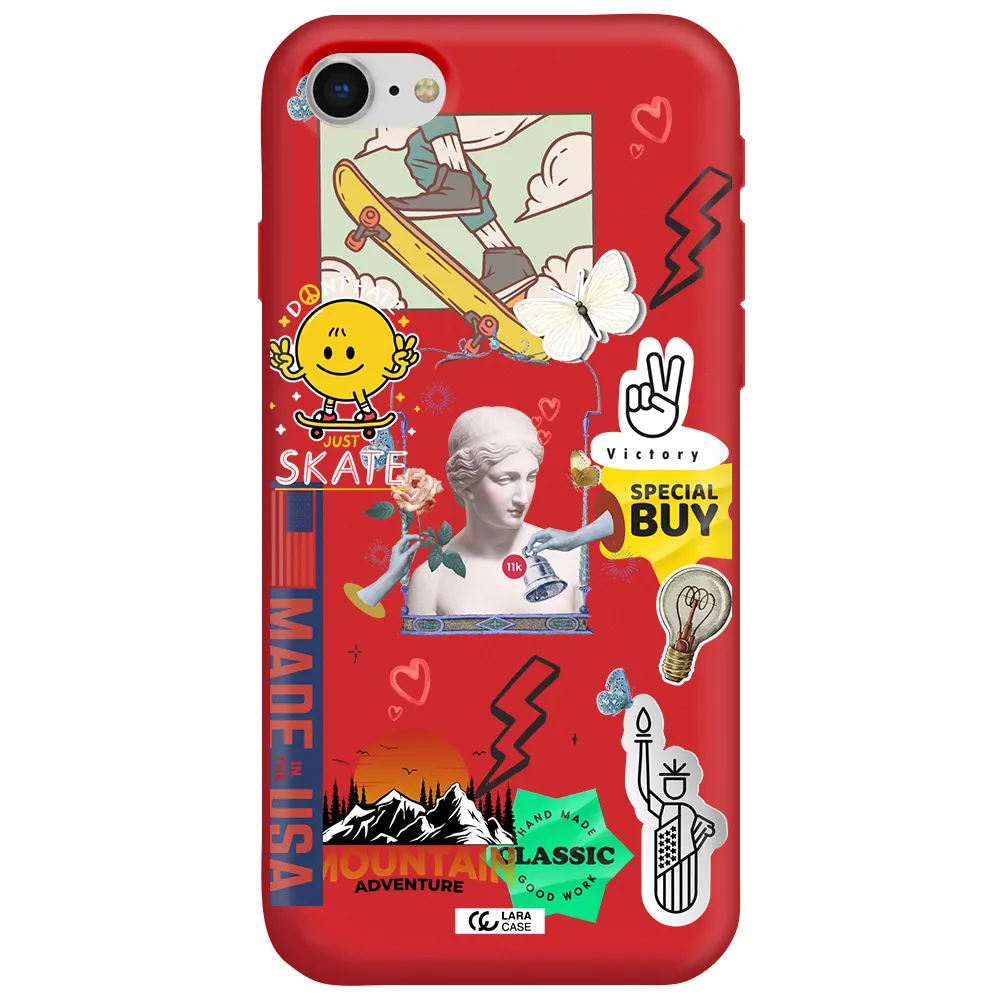 Usa Symbols Apple iPhone se 2020 Silicone Imperial Red Case