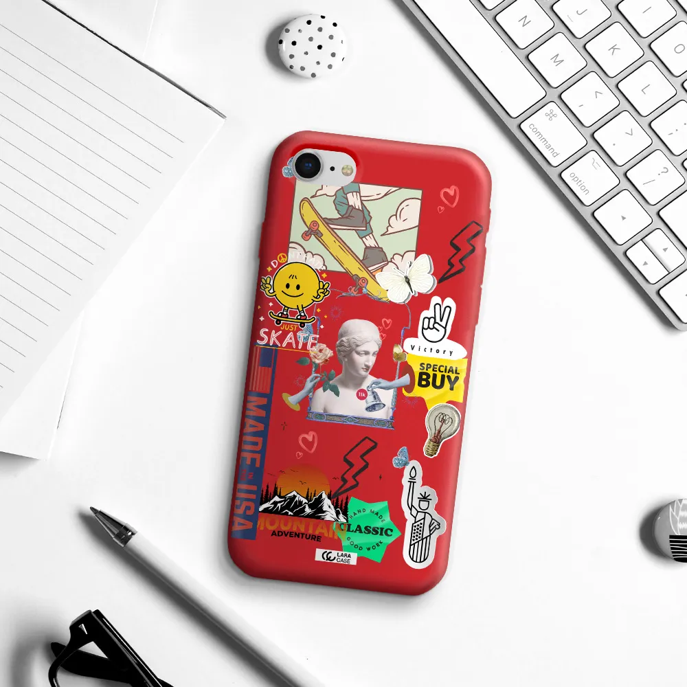 Usa Symbols Apple iPhone se 2020 Silicone Imperial Red Case