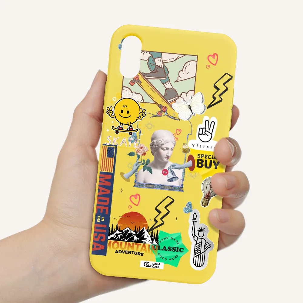 Usa Symbols Apple iPhone X Silicone canary yellow Case