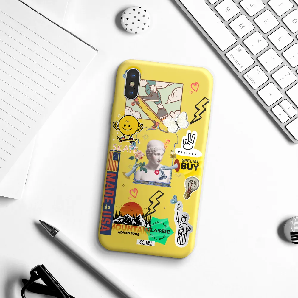 Usa Symbols Apple iPhone X Silicone canary yellow Case