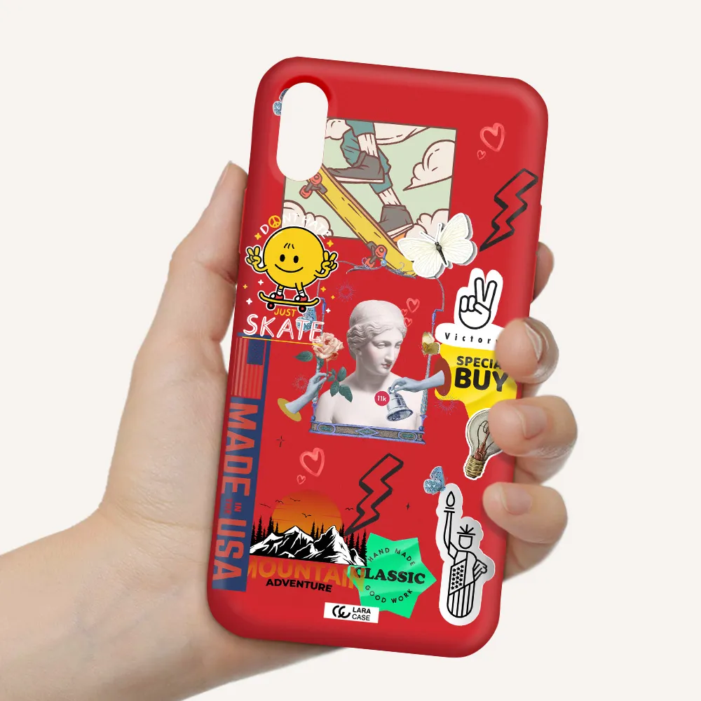 Usa Symbols Apple iPhone X Silicone Imperial Red Case