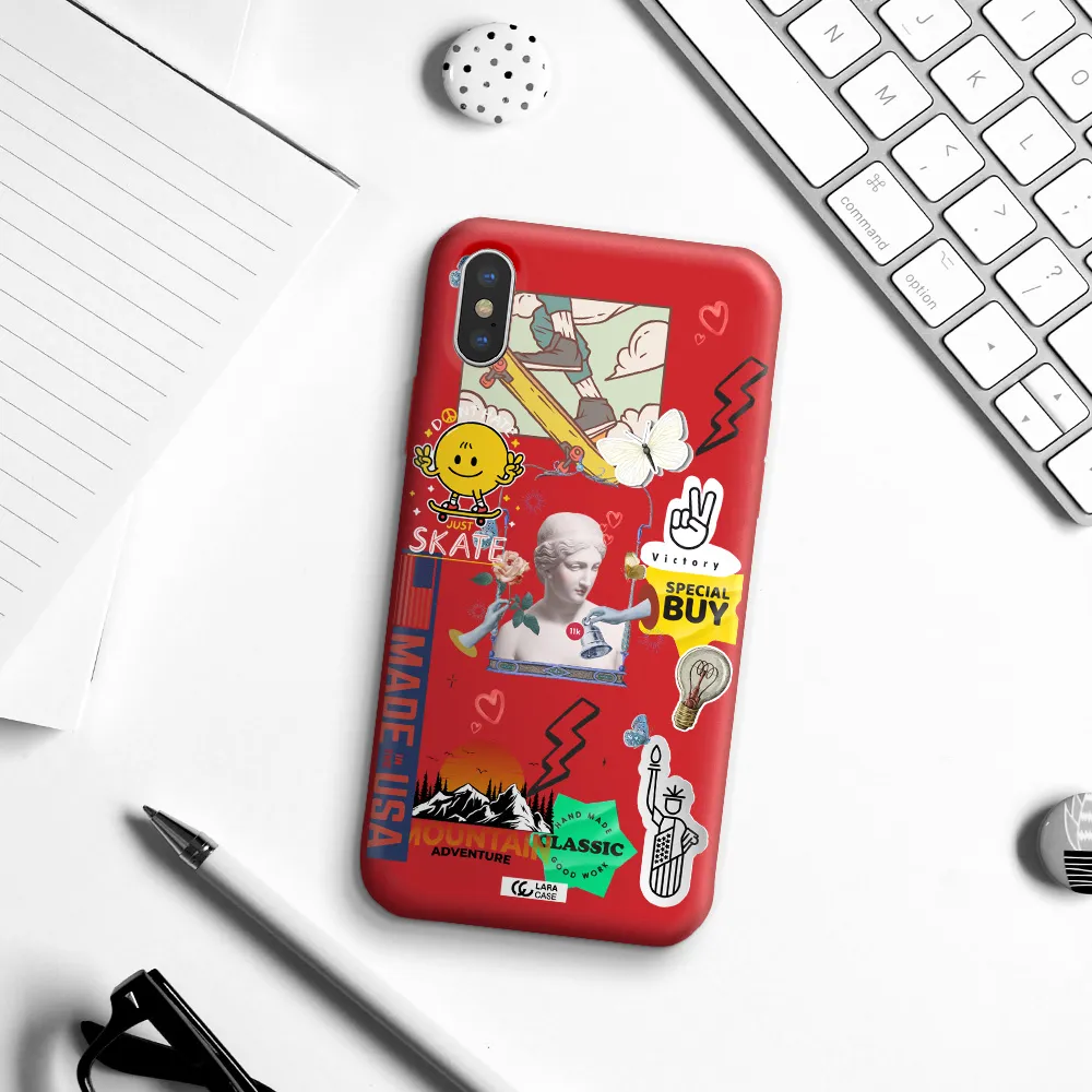 Usa Symbols Apple iPhone X Silicone Imperial Red Case