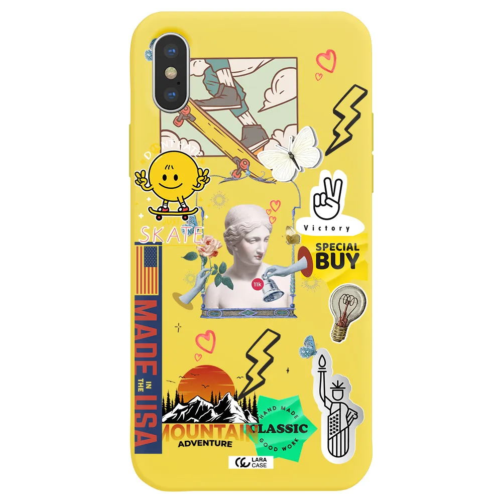 Usa Symbols Apple iPhone XS Silicone canary yellow Case