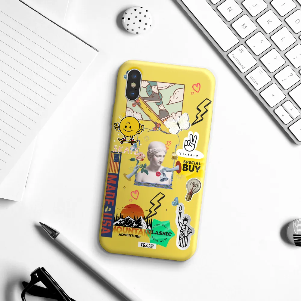 Usa Symbols Apple iPhone XS Silicone canary yellow Case