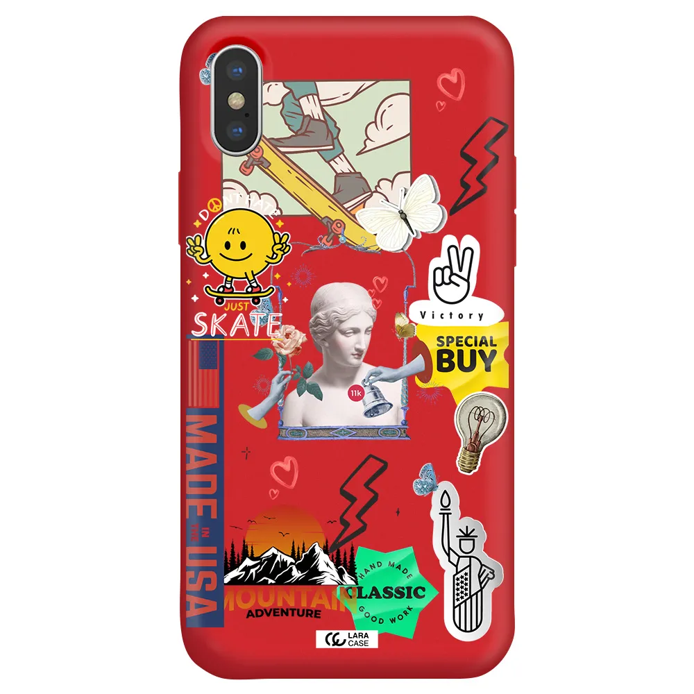 Usa Symbols Apple iPhone XS Silicone Imperial Red Case