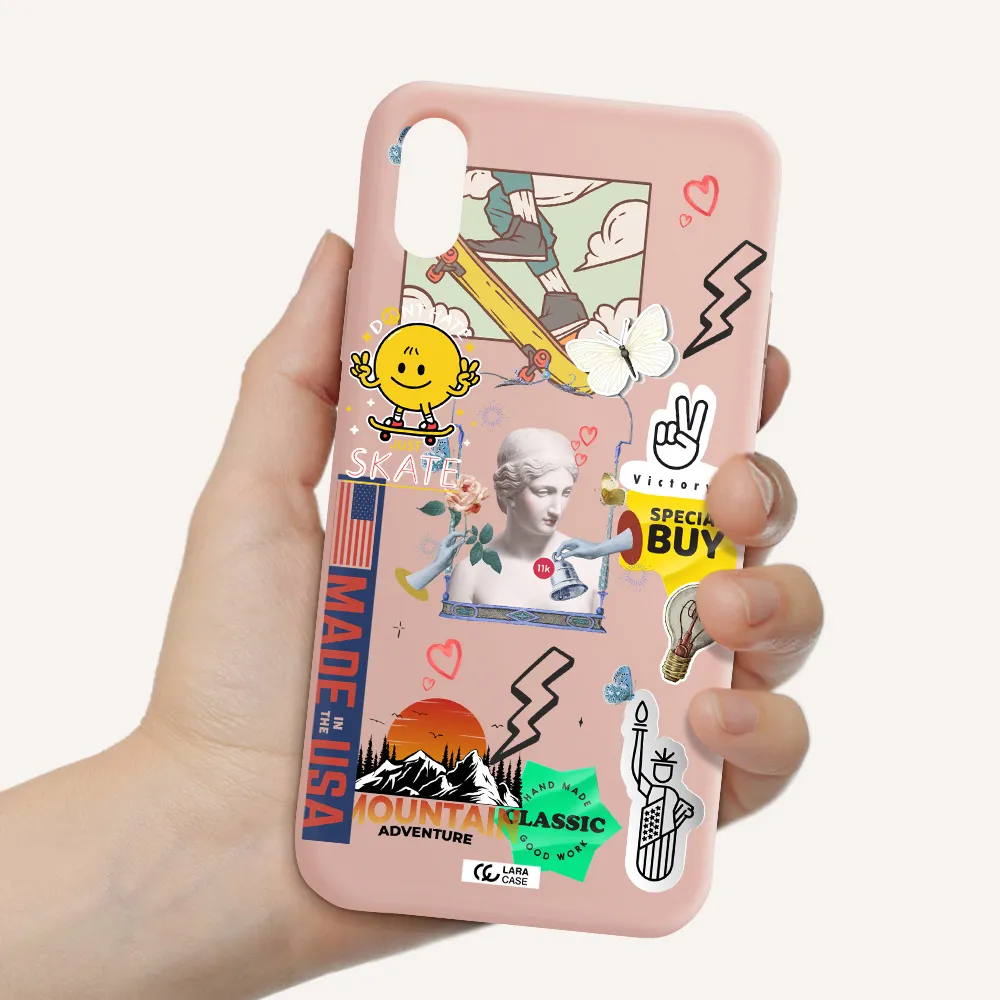 Usa Symbols Apple iPhone XS Silicone pastel pink Case